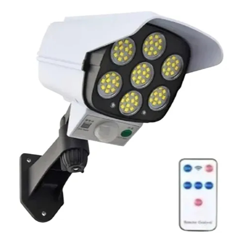 Refletor Solar Com Led Sensor De Movimento Câmera Falsa Carcaça Preto Luz Branco-frio