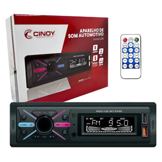 Auto Radio Cinoy Mp3 Fm 2 Usb Bluetooth 4x45w Display Lcd Com Controle E Leds Coloridos 12v em Oferta na Shopee