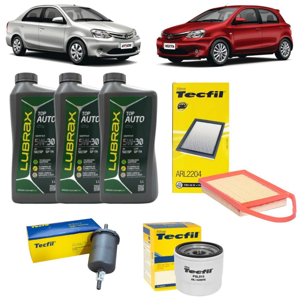 Kit Troca De Oleo e Filtros Etios 1.3 1.5 Flex 5w30 Sintético Revisão Original Toyota em Oferta na Shopee
