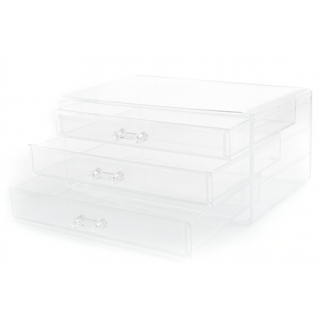 Organizador Caixa Acrílico Lorben Maquiagem Joias 3 Gavetas
