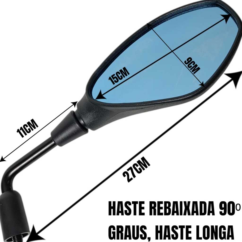 Retrovisor Bmw F800 Lente Azul Haste Longa Rebaixado Rosca Honda Xre 300 Cb 300 Twister Tornado Par — imagem 2 de 2