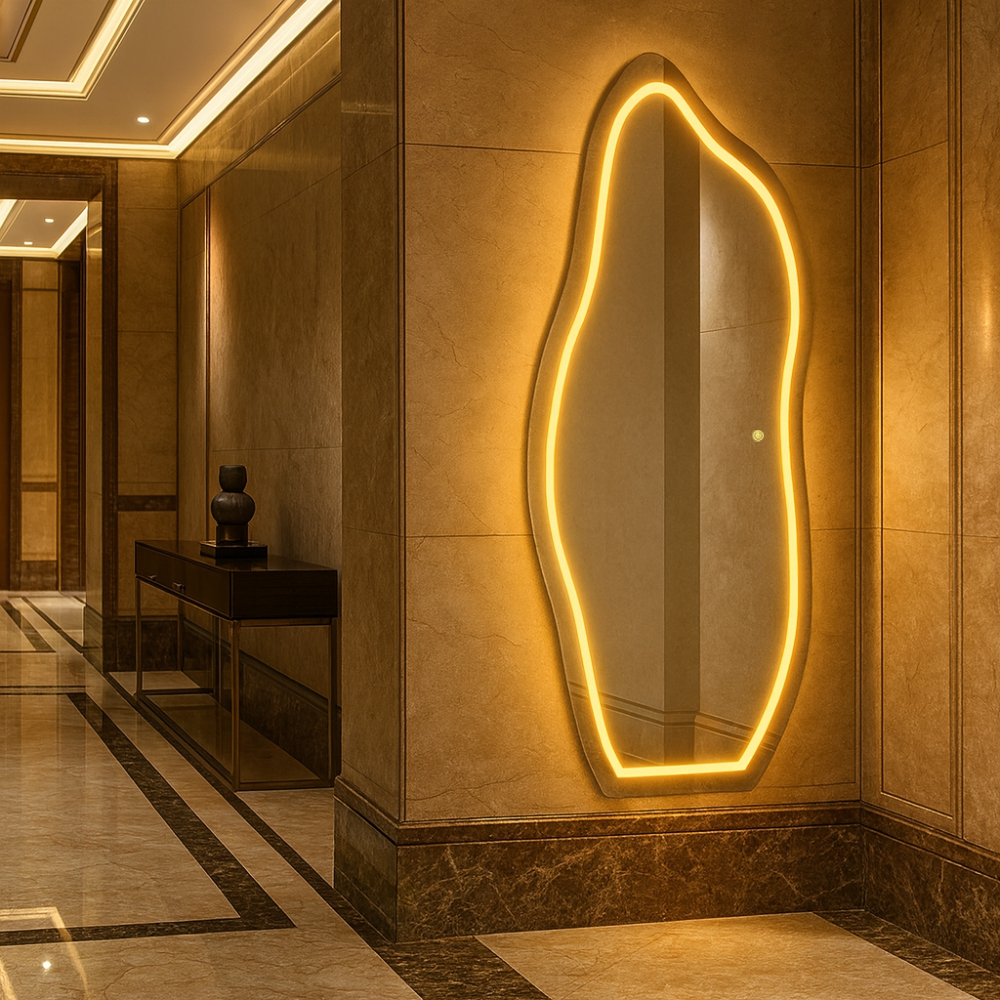 Espelho Flame Led  Jateado Bivolt Touch Grande Casa Quarto Salão Loja Hall Lançamento Promoção Corpo Inteiro Led Touch em Oferta na Shopee