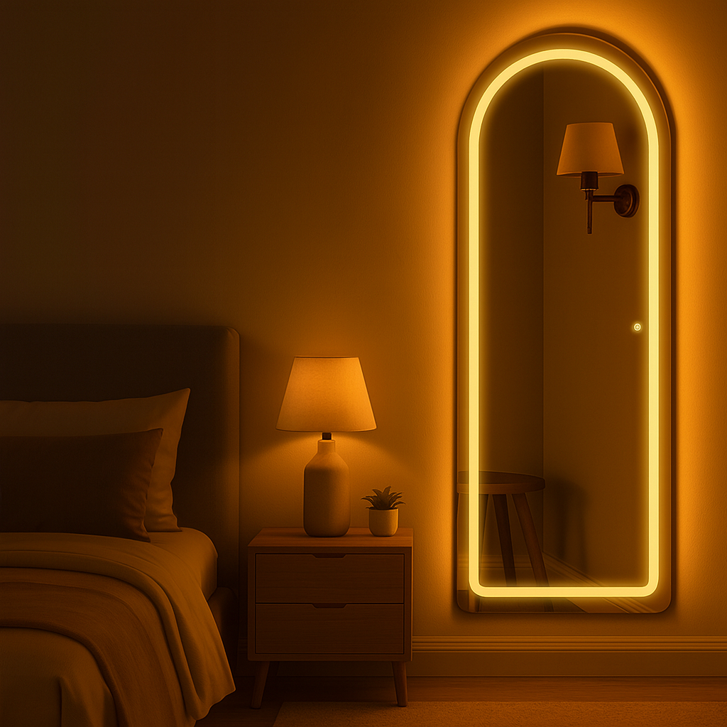 Espelho Janela Base Reta Led Jateado Bivolt Touch Grande Casa Quarto Salão Loja Hall Lançamento Promoção Corpo Inteiro em Oferta na Shopee