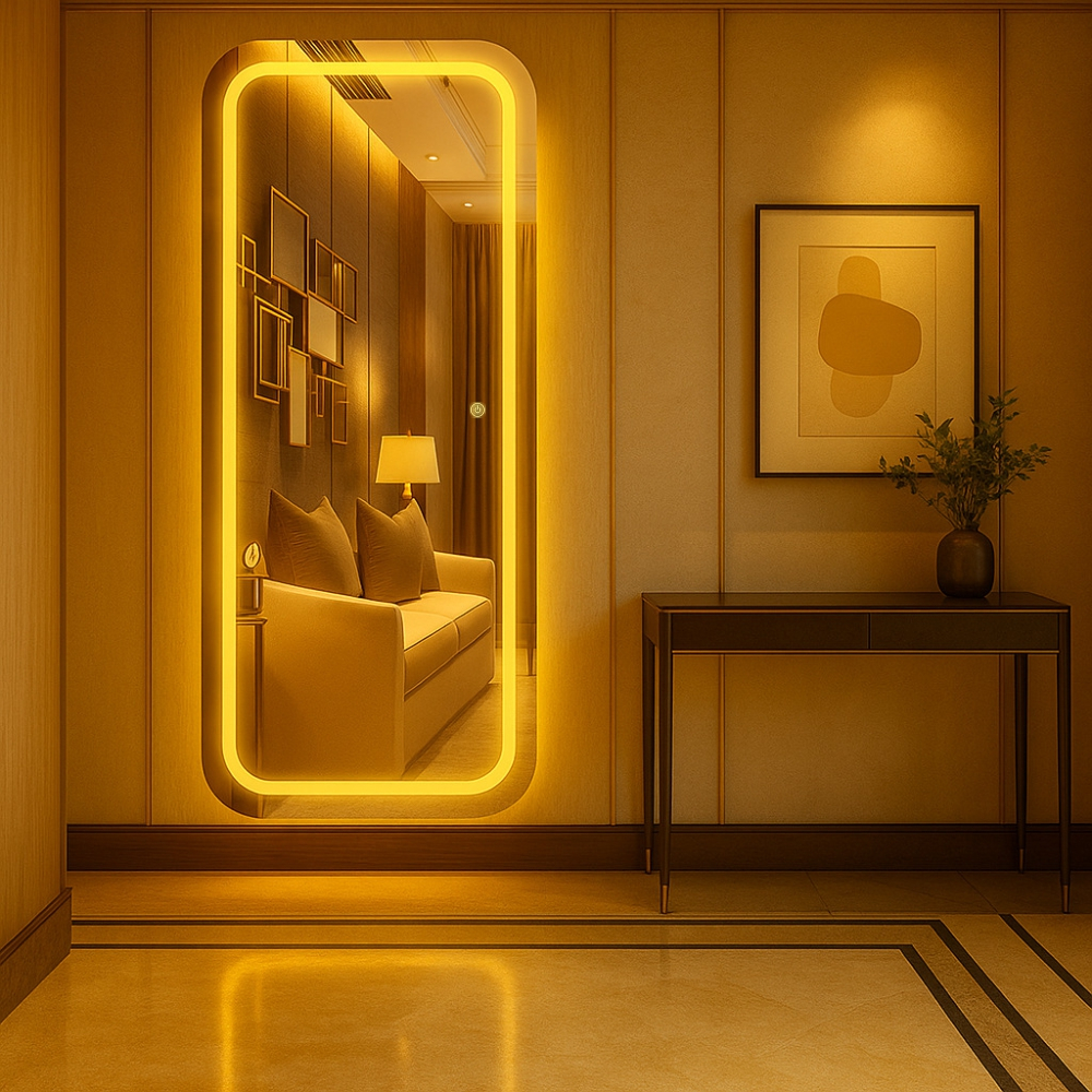 Espelho Retangular Led Jateado Bivolt Touch Corpo Inteiro Grande Casa Quarto Salão Loja Hall Lançamento Promoção em Oferta na Shopee