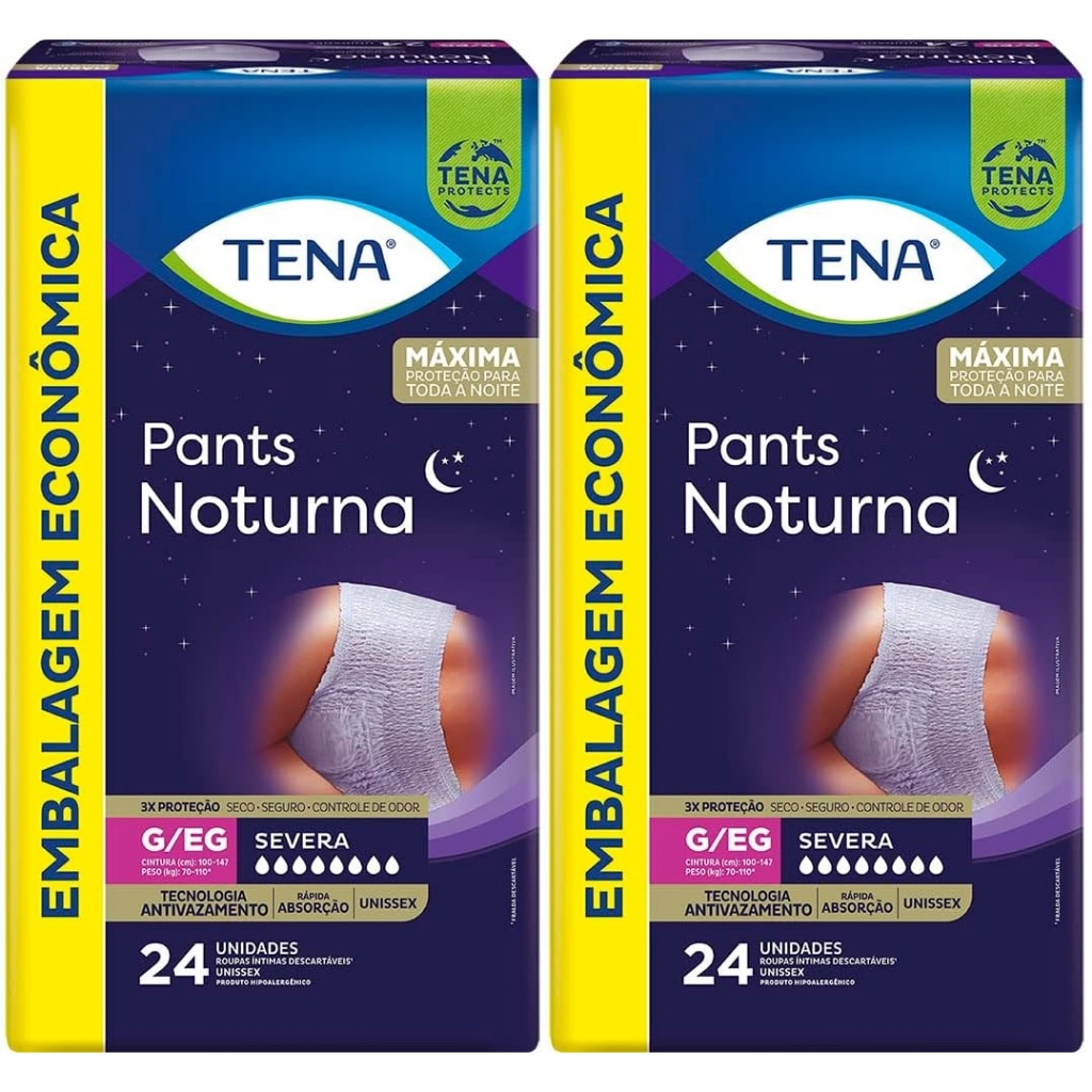 Kit 2un TENA PANTS NOTURNA G/EG 24un - Total 48un em Oferta na Shopee