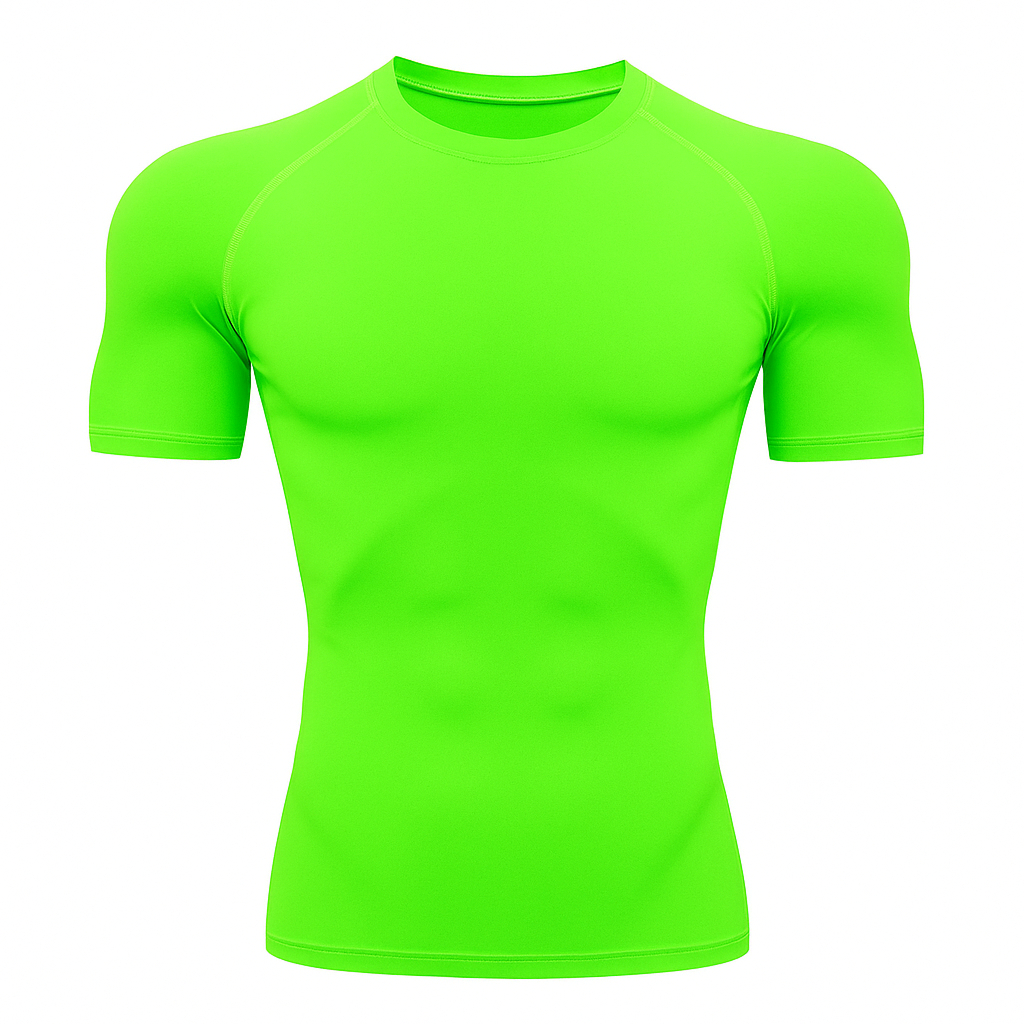Camiseta Manga Curta Proteção Uv 50+ DryFit Verde Neon Camiseta Térmica Segunda Pele Rash Guard