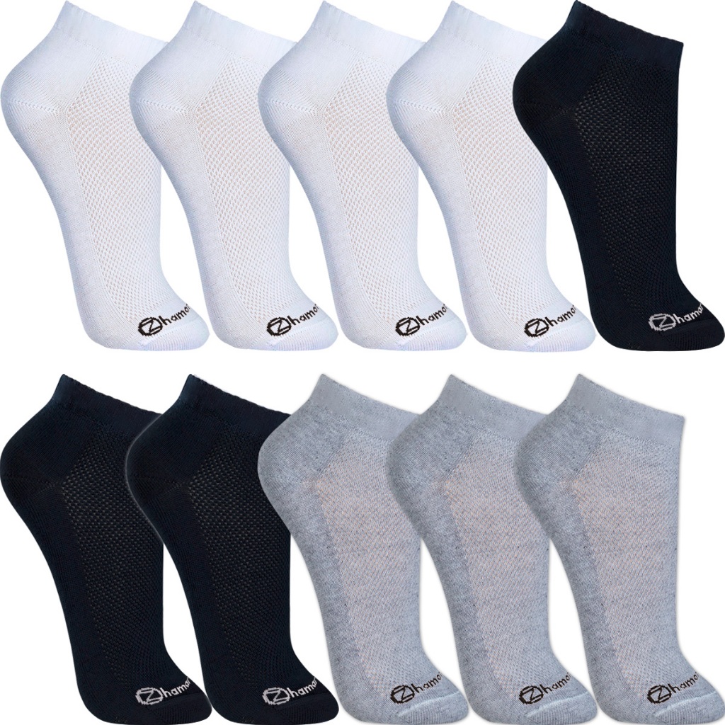 Kit 10 Pares Meias Zhamaro Cano Curto Baixo Meia Algodão Atoalhada Masculina Soquete Feminina Unissex Confortável em Oferta na Shopee
