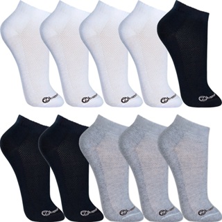 Kit 10 Pares Meias Zhamaro Cano Curto Baixo Meia Algodão Atoalhada Masculina Soquete Feminina Unissex Confortável em Oferta na Shopee