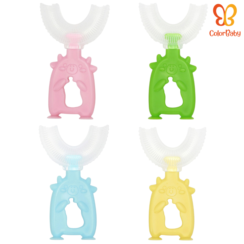 Escova Massageadora de Dente 360° Infantil Silicone com Estojo Cerdas Macias para Bebês - ColorBaby em Oferta na Shopee