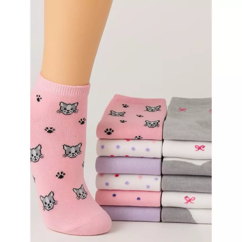 Meias Feminina 12 Pares  Soquete Adulto Estampada Cores Delicadas