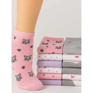 Meias Feminina 12 Pares  Soquete Adulto Estampada Cores Delicadas