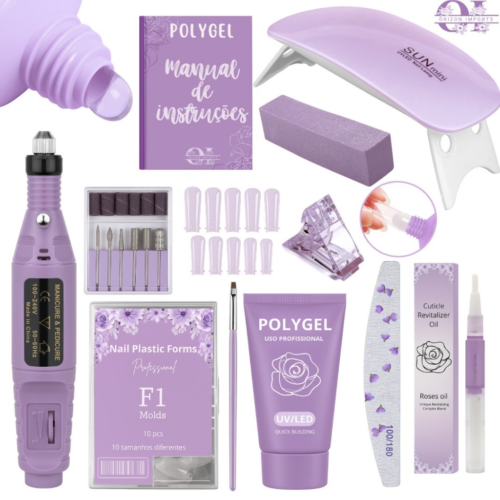 KIT POLYGEL + LIXADEIRA CANETA + CABINE SUN MINI + POLYGEL + MOLDE F1 em Oferta na Shopee