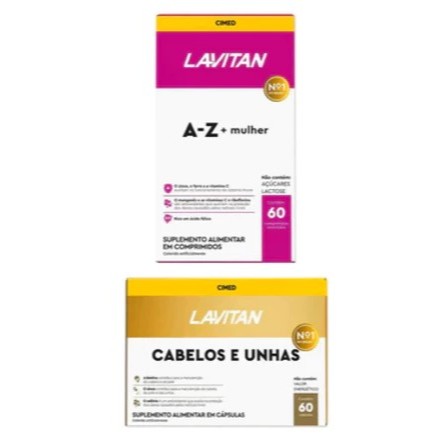 Kit 01 Lavitan Mulher A-Z + 01 Lavitan Cabelos e Unhas – 60 Comprimidos Cada Original em Oferta na Shopee