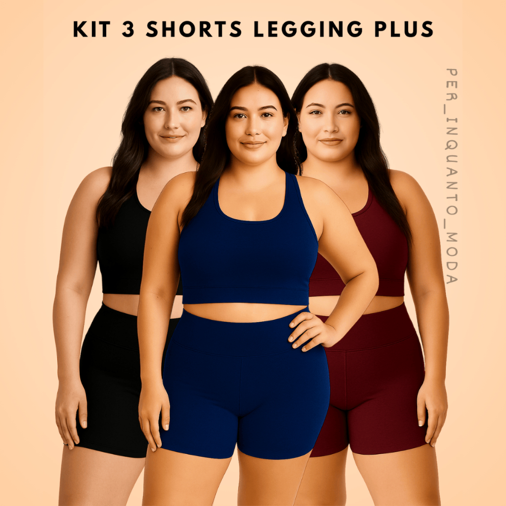Kit 3 Shorts Plus Size Cintura Alta Feminino Suplex Academia P ao G3 em Oferta na Shopee