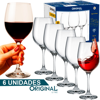 Jogo de Taças de Vidro Original 6 unidades Taça Vinho Vinhedo Água Sobremesa Cristal Luxo em Oferta na Shopee