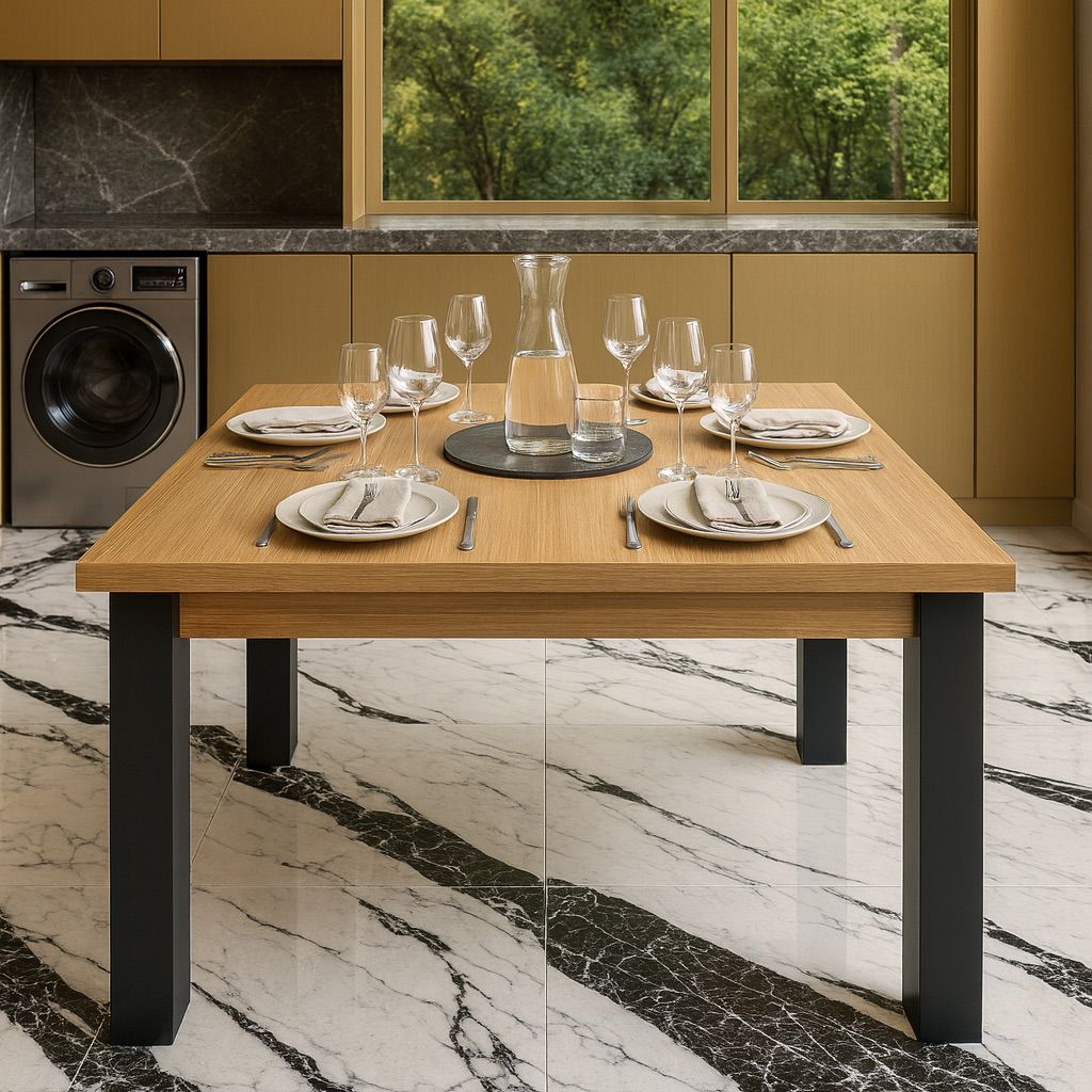 Mesa de Jantar 4 lugares Quadrada Industrial 90 x 90cm Sala de Jantar Mesa de Cozinha · foto 2