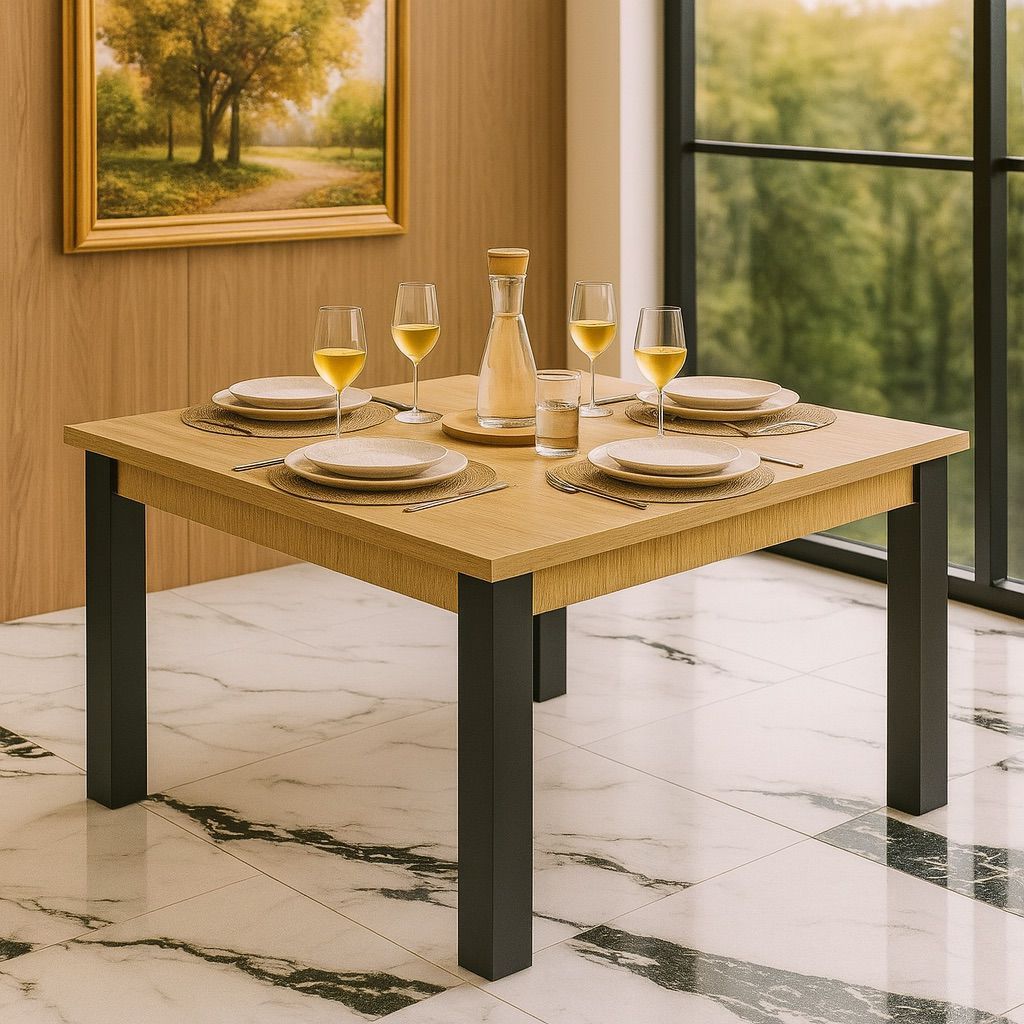 Mesa de Jantar 4 Cadeiras Quadrada Industrial 90 x 90cm Sala de Jantar Mesa de Cozinha em Oferta na Shopee