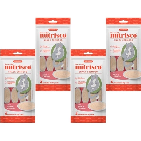 Kit 4 Nutrisco 56g cada Atum e Camarão Gatos- Como Churu