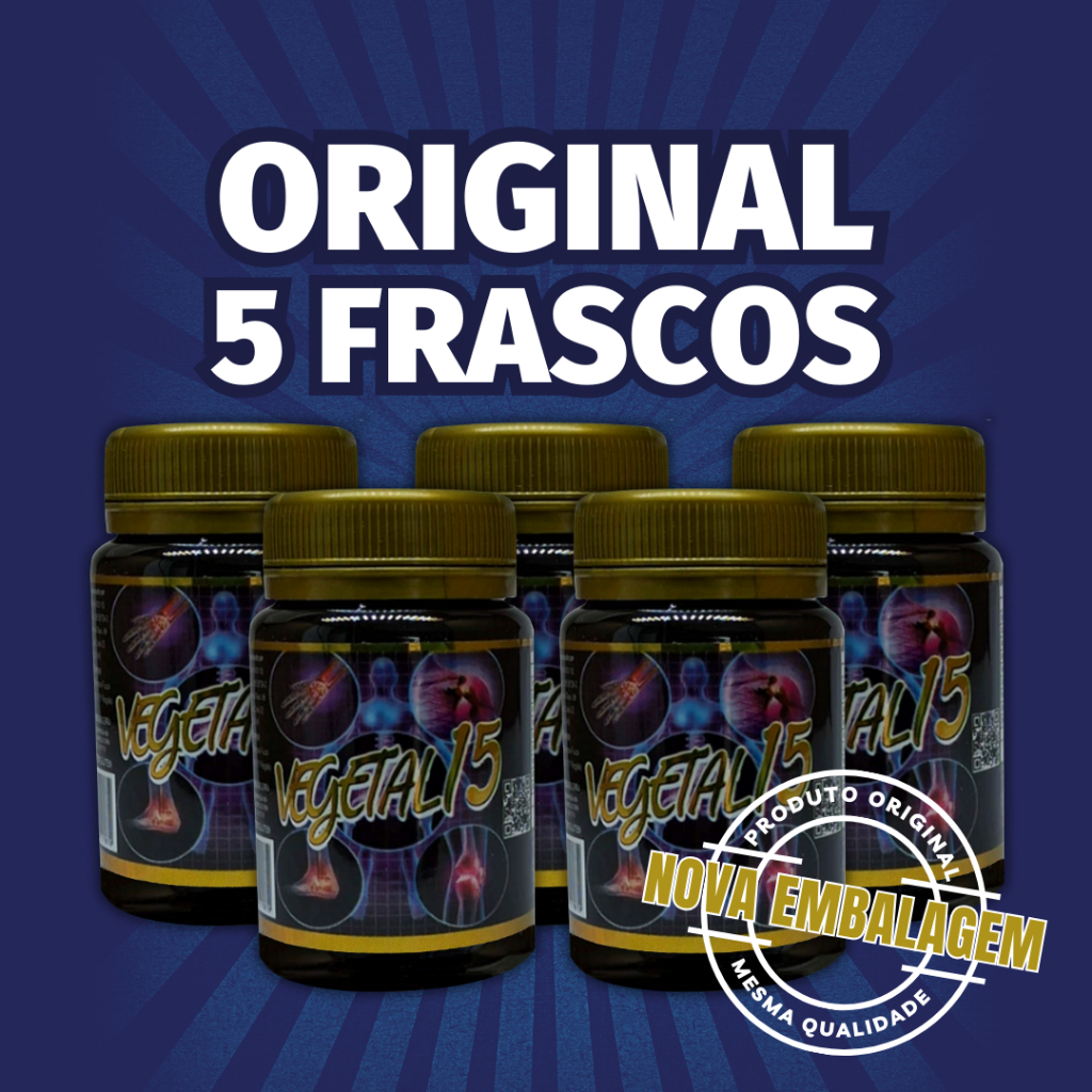 Vegetal 15 ORIGINAL - Kit 5 Frascos -  NOVA EMBALAGEM em Oferta na Shopee