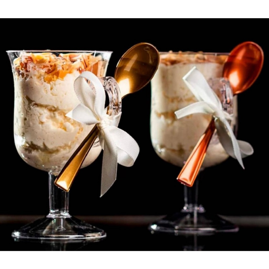 100 Mini Colher Descartável P/ Bolo De Pote Ovo Café Gourmet