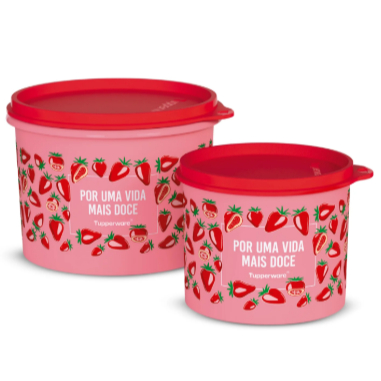 kit tupper caixa morango do amor 1 de 1.1L+ redondinha 500ml Tupperware