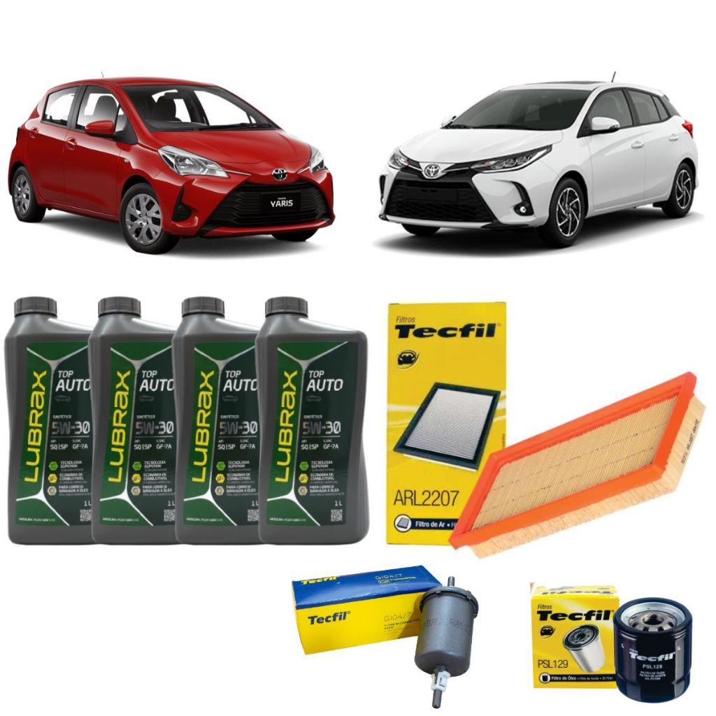 Kit Troca De Oleo e Filtros Etios Yaris 1.3 1.5 Flex 5w30 Lubrax sintético revisão original Toyota em Oferta na Shopee
