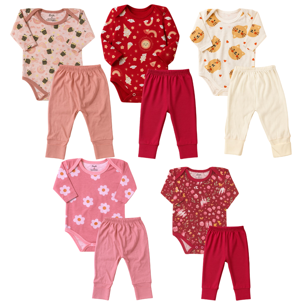 Conjunto Bebê 2 Peças – Body + Mijão 100% Algodão Alyaht | Menina Menino Neutro RN a 9 Meses