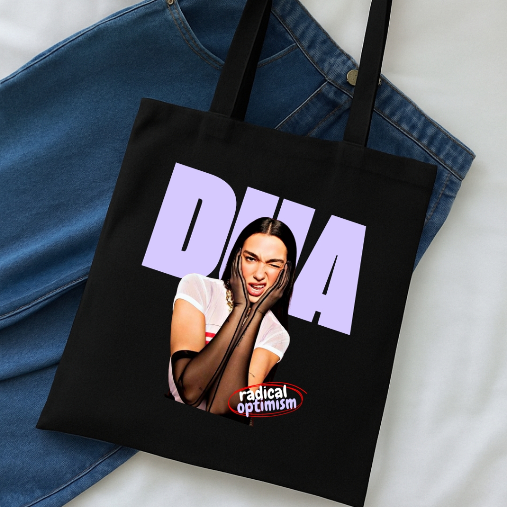 Ecobag 100% Algodão Cantora Dua Lipa Radical Optimism Tour - Totebag Preta Acessório Shows