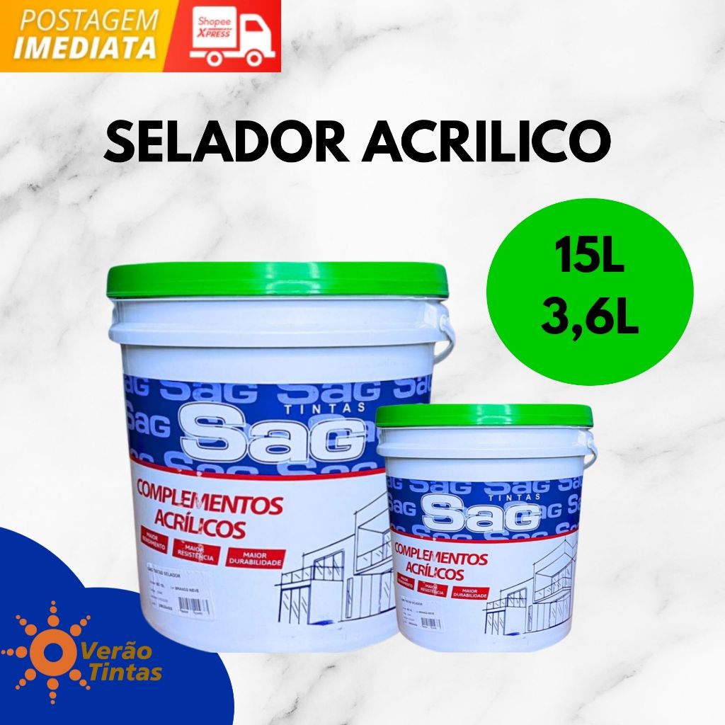 SELADOR ACRILICO SAG BRANCO ACABAMENTO FOSCO PAREDE TETO 3,6L / 15L em Oferta na Shopee