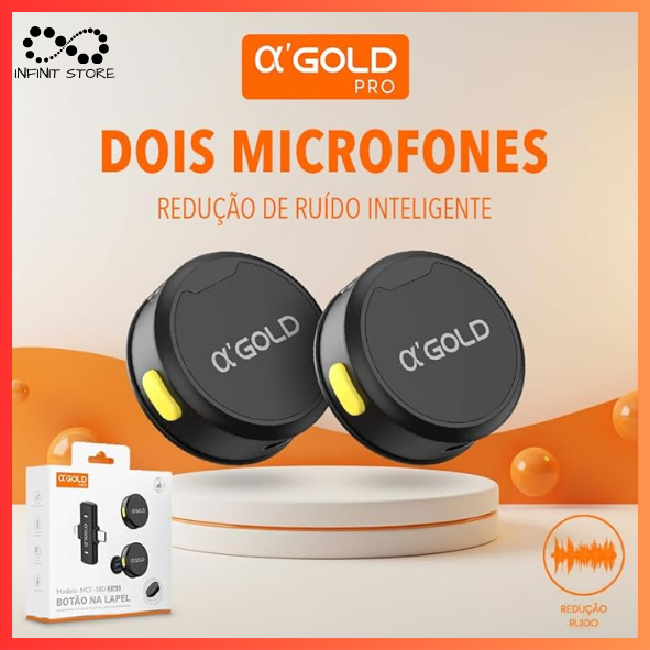 Microfone De Lapela Sem Fio Magnetico 2 Em 1 Lightning E Type-c AGOLD MCF-38D em Oferta na Shopee