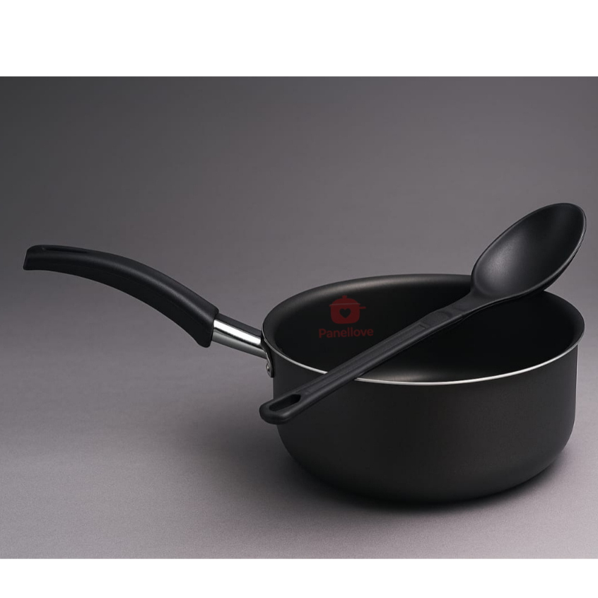 Panela Leiteira Papeiro Teflon 5 Camadas 16cm Antiaderente com Colher de Arroz