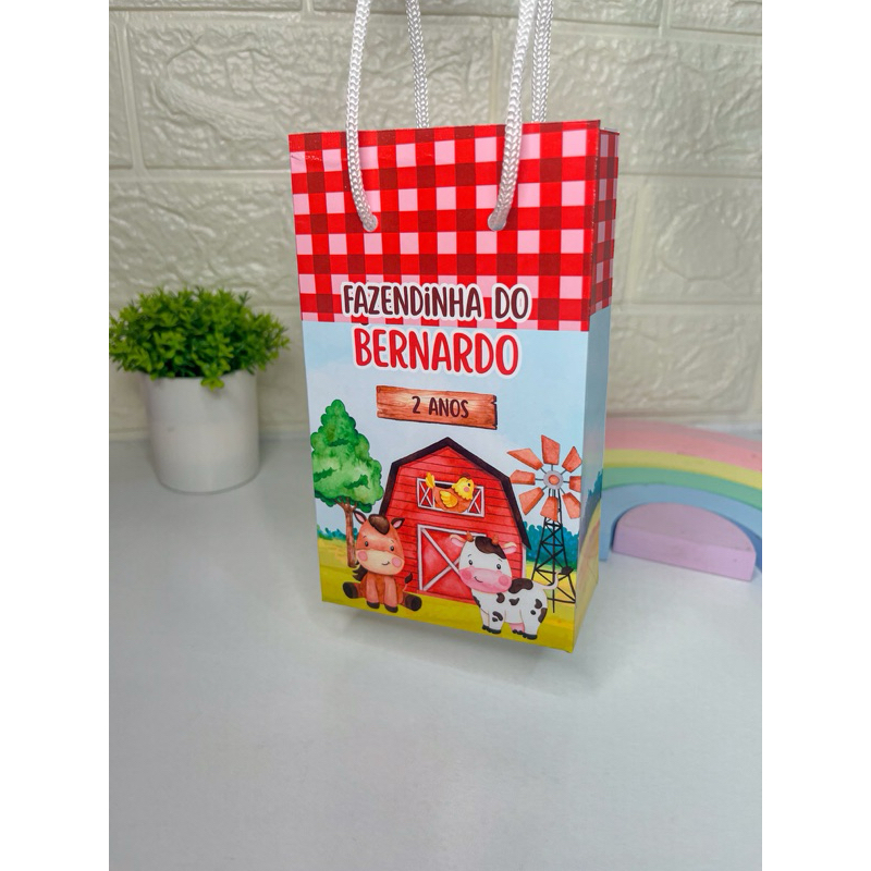 Sacolinha personalizada Fazendinha vermelha (PEGUE E MONTE) lembrancinhas mimos personalizados festas