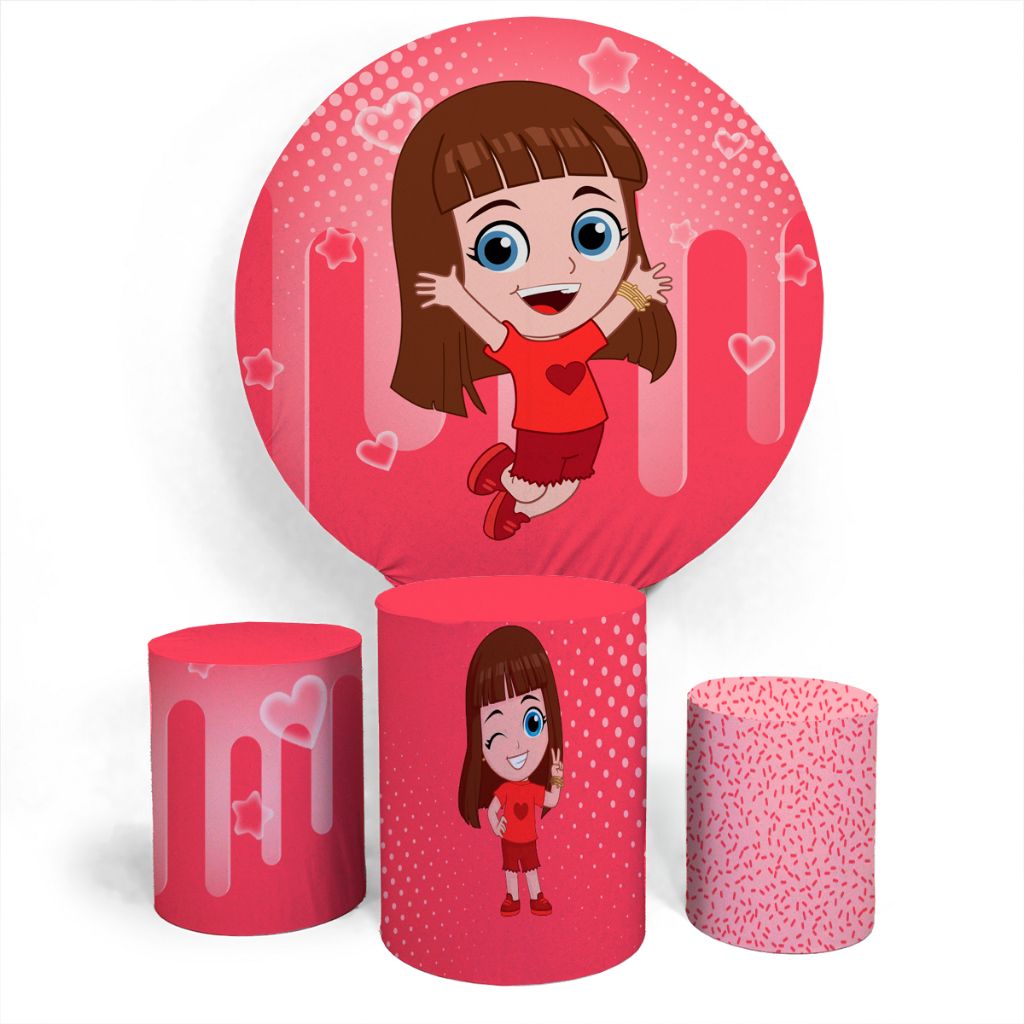 Kit Painel Decorativo Lucas Neto Menina Vermelho Comemoração Aniversário Divertido Evento + Trio Completo Alta Qualidade