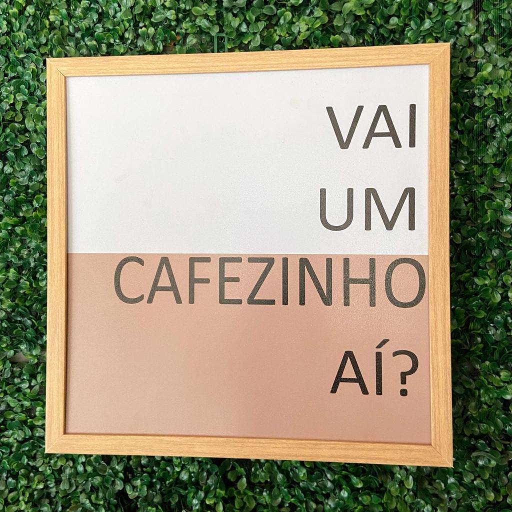 Quadro decorativo cobre caixa de luz com moldura 43x43 Vai um cafezinho ai? sala/cantinho café/cozinha/decoração/parede