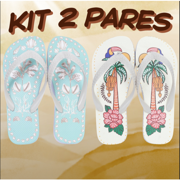 KIT 2 PARES Chinelo FRM Feminino Casual Confortável Respirável Antiderrapante Ideal Para o Verão