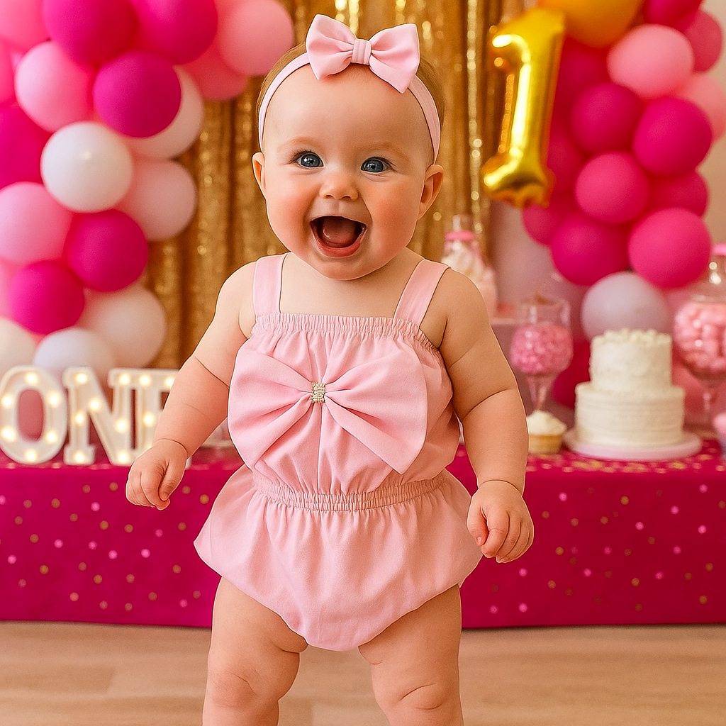 Conjunto Cropped Laço e Short infantil roupa bebê até 9 meses com faixa de cabelo