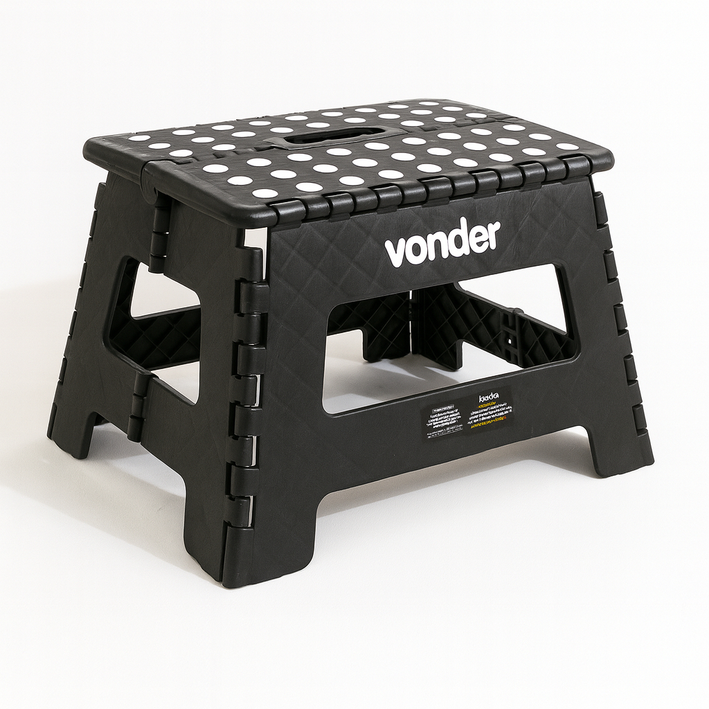 Banqueta Banquinho Plástico Dobrável 22cm 150kg Preto Vonder em Oferta na Shopee