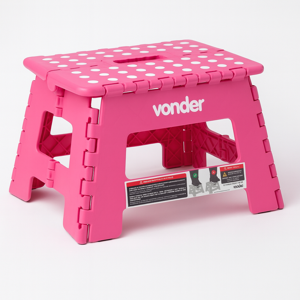 Banqueta Plástica Dobrável Rosa 220 Mm Vonder em Oferta na Shopee