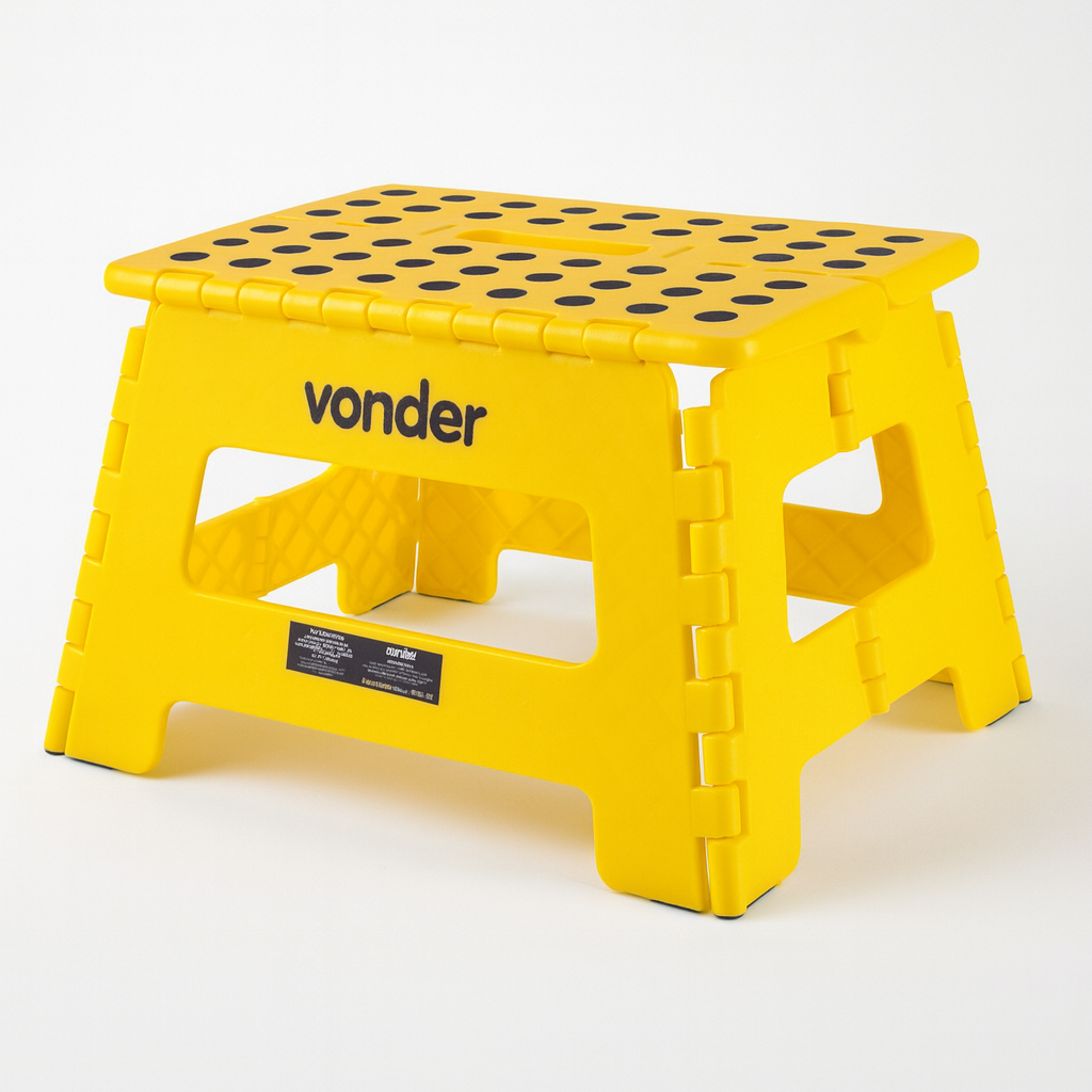 Banqueta 22cm Banco Dobrável Plástico Multiuso Camping Pesca Portatil Retratil Amarelo Vonder