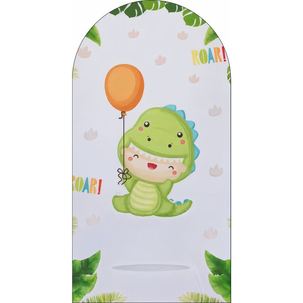 Painel para Festas, Dino Baby Green, Romano 2x1 Com Elástico ou Vertical 2x1 Sem Elástico