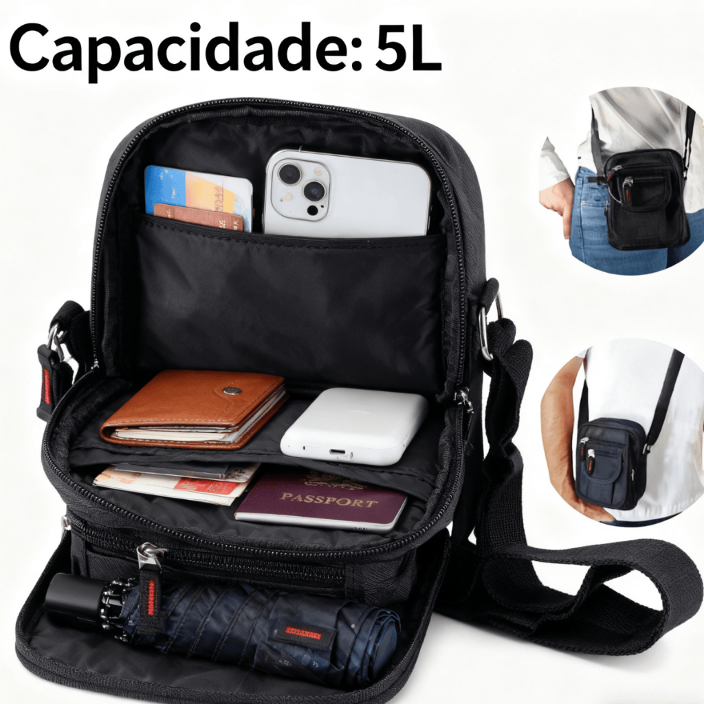 Bolsa Shoulder Bag Lateral Bolsa Transversal Pochete com ziper Unissex Alça regulável em Oferta na Shopee