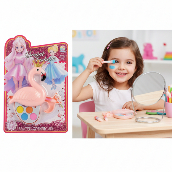 Kit Maquiagem Infantil Dream Fashion Flamingo – Paleta de Sombras com Estojo Divertido
