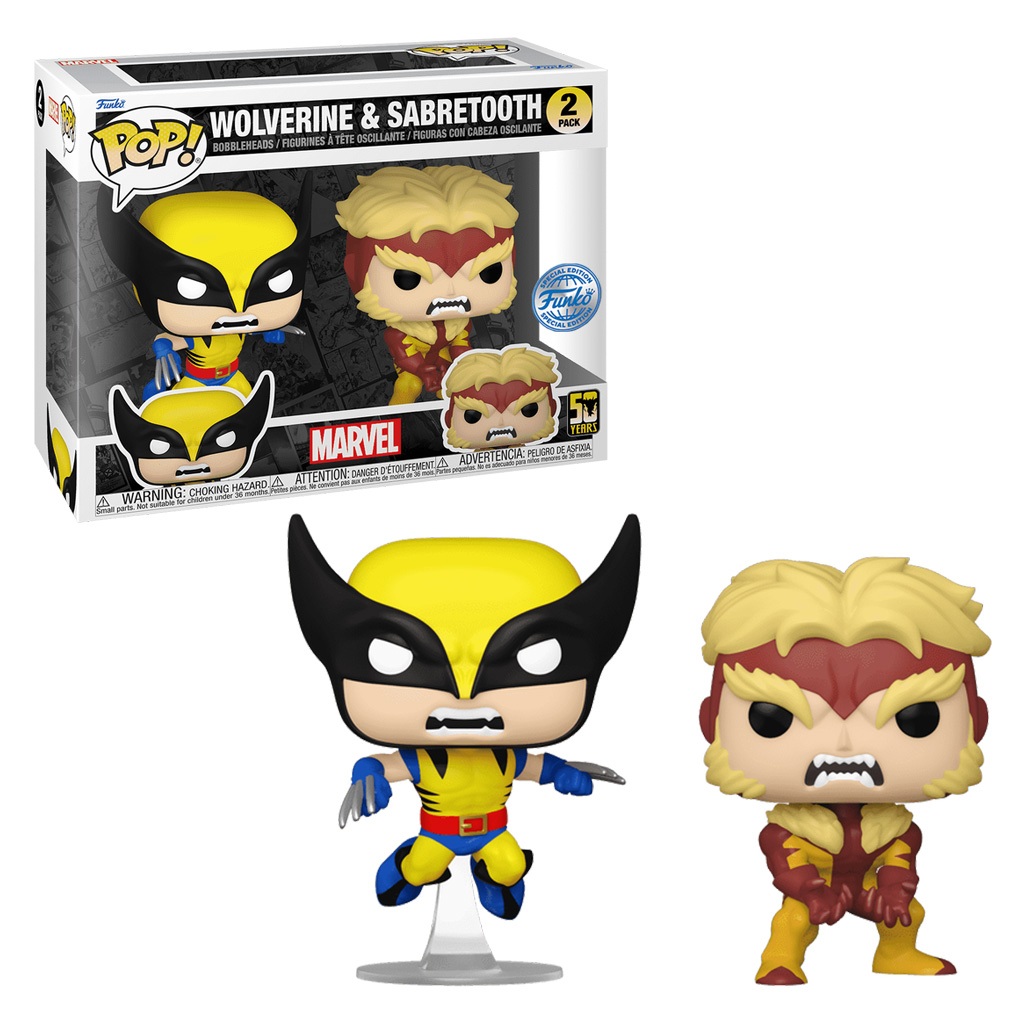 Boneco funko POP! MARVEL 50TH WOLVERINE & SABERTOOTH 2-PACK (77598) NOVO ORIGINAL