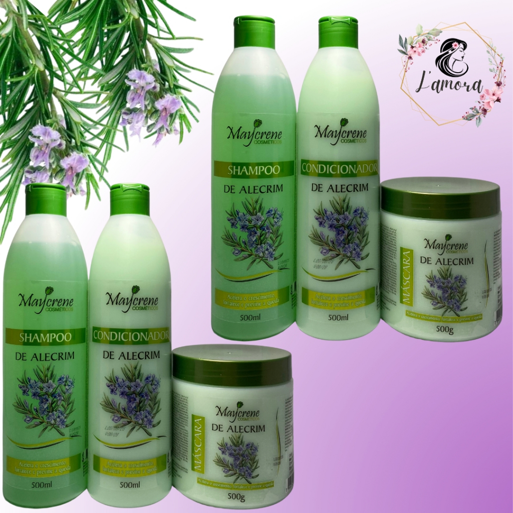 2 Kits Alecrim Saúde e Nutrição Maycrene Crescimento e Prevenção de Queda – 6 Produtos