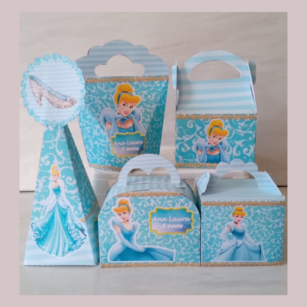 Kit festa Cinderela  Personalizada Lembrancinhas Caixinhas Decoração Mimos Aniversário Festa Infantil | Pegue e Monte