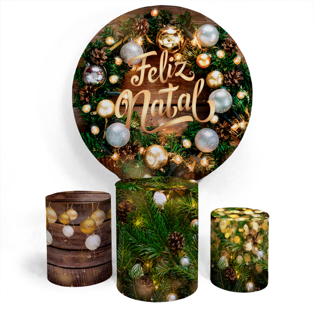 Kit Painel Feliz Natal Decorativo Comemoração Aniversário Divertido Evento + Trio Completo Alta Qualidade