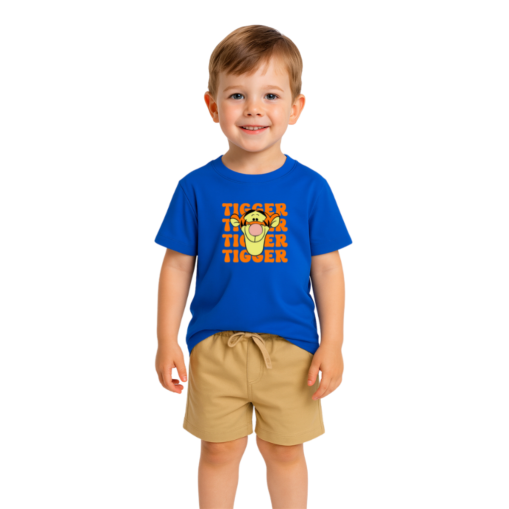 Conjunto Infantil Masculino Moderno Casual Tigre Malha em Algodão Premium Kit Camiseta e Short