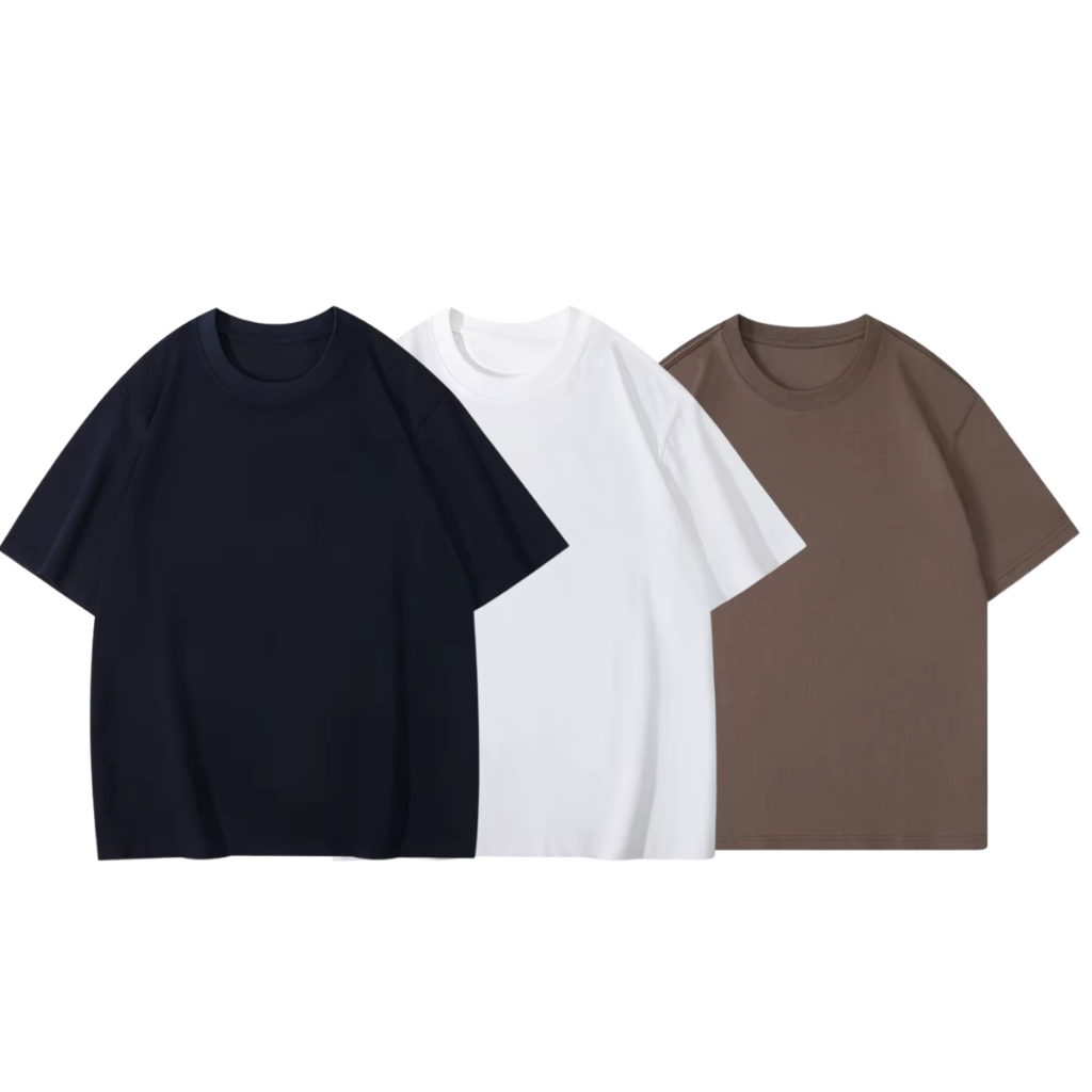 Kit com 3 camisetas Oversized Streetwear 100% algodão Gola Alta Padrão Americano