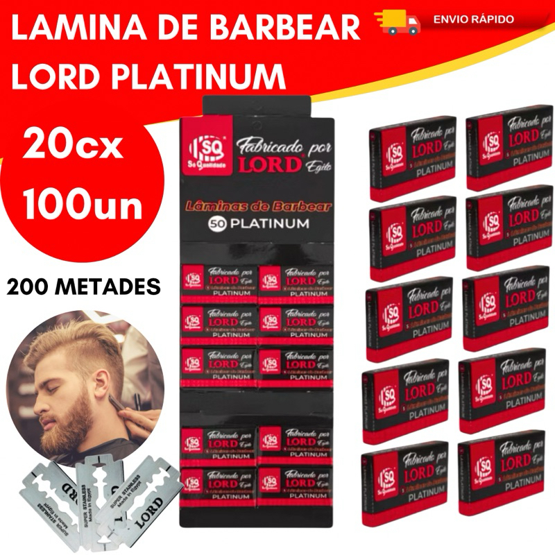 Kit caixas 100 Laminas Profissional Lord Platinum Para Barbearia Cabelereiro Fabricada no Egito em Oferta na Shopee