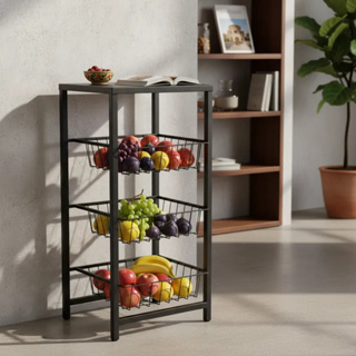 Fruteira de Chão para Cozinha com 3 cesta Móvel com Tampo em chapa para Micro-ondas Bebedouro em Oferta na Shopee